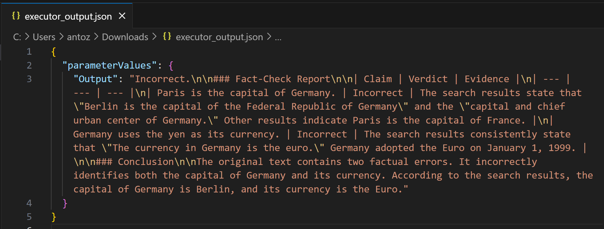 在 Visual Studio 代码中查看输出文件