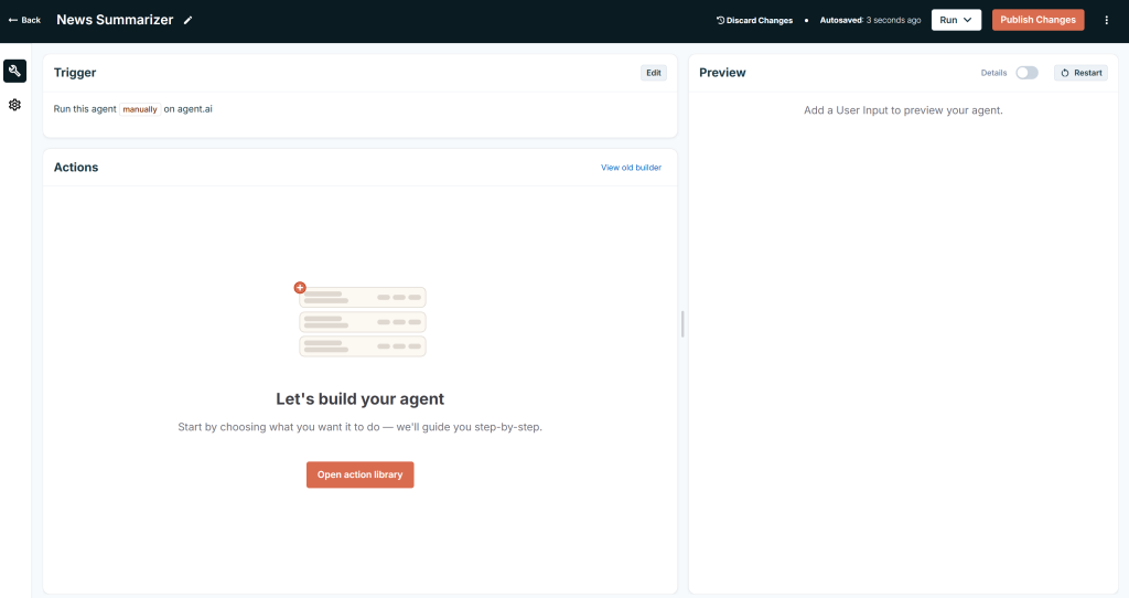 Agent.ai 的代理构建器视图
