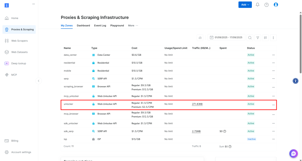 “Proxies and Scraping Infrastructure” 页面