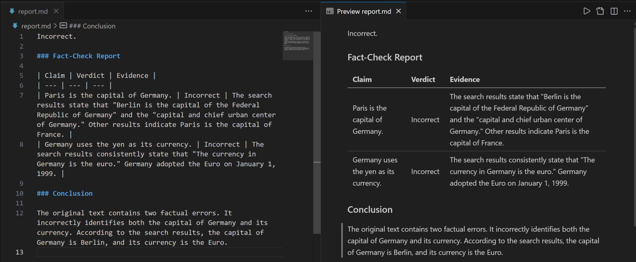 检查最终的 Markdown 格式输出
