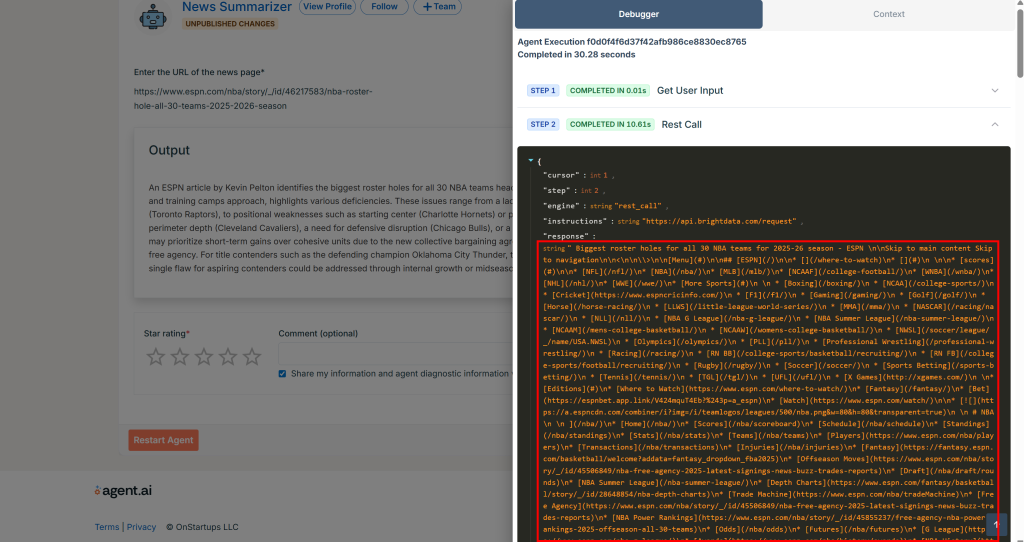 代理发起的 Web Unlocker API 调用所产生的输出
