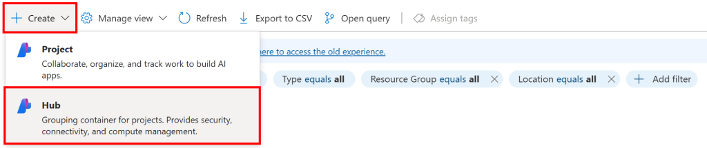 选择“Create > Hub(创建 > Hub)”选项