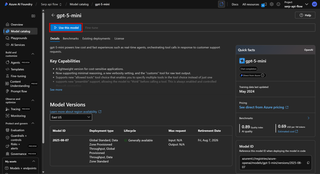 点击“Use this model(使用此模型)”按钮