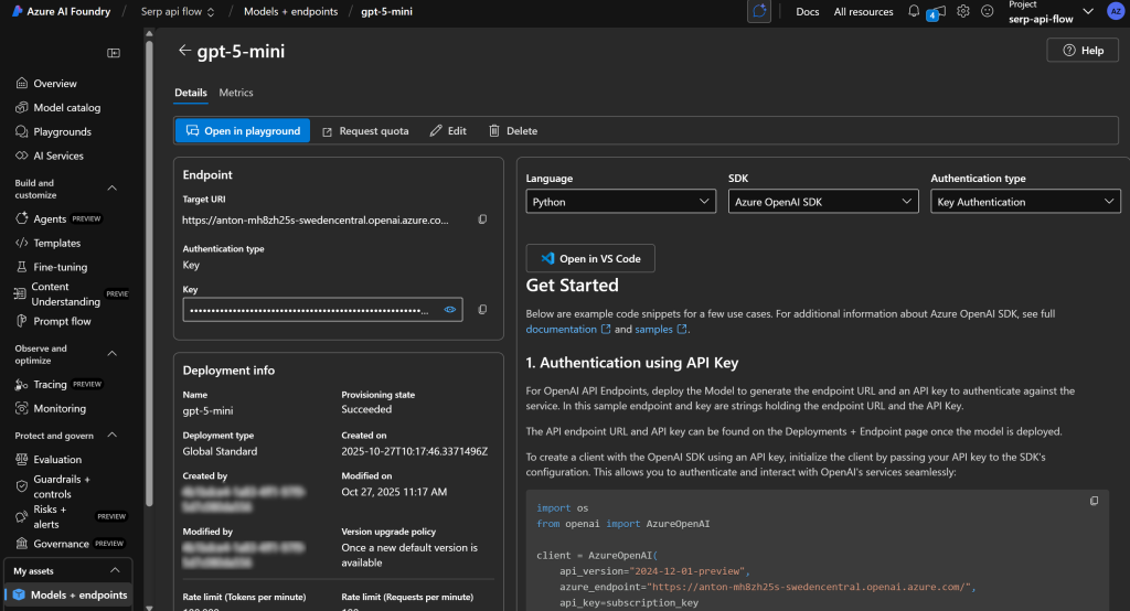 采用后的 gpt-5-mini 模型页面