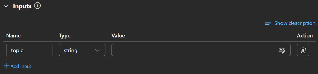 将“topic”定义为字符串输入