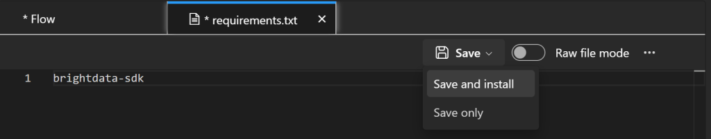 在 requirements.txt 中添加 brightdata-sdk 行
