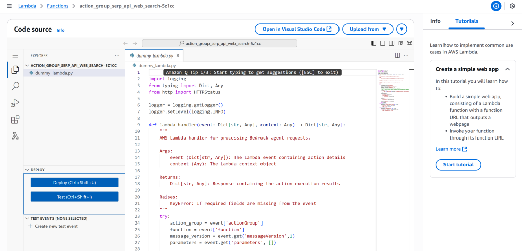 在线 IDE 编辑 Lambda 逻辑
