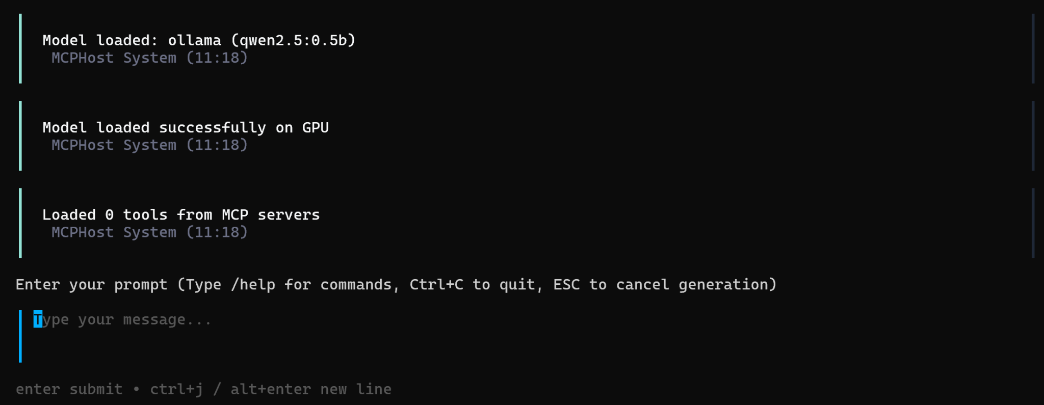 MCPHost 的欢迎页面