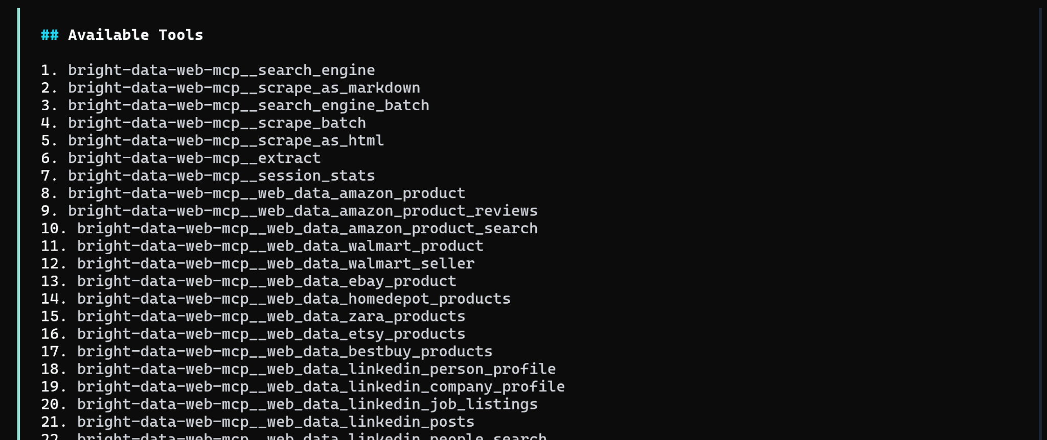 Web MCP 本地服务器工具列表