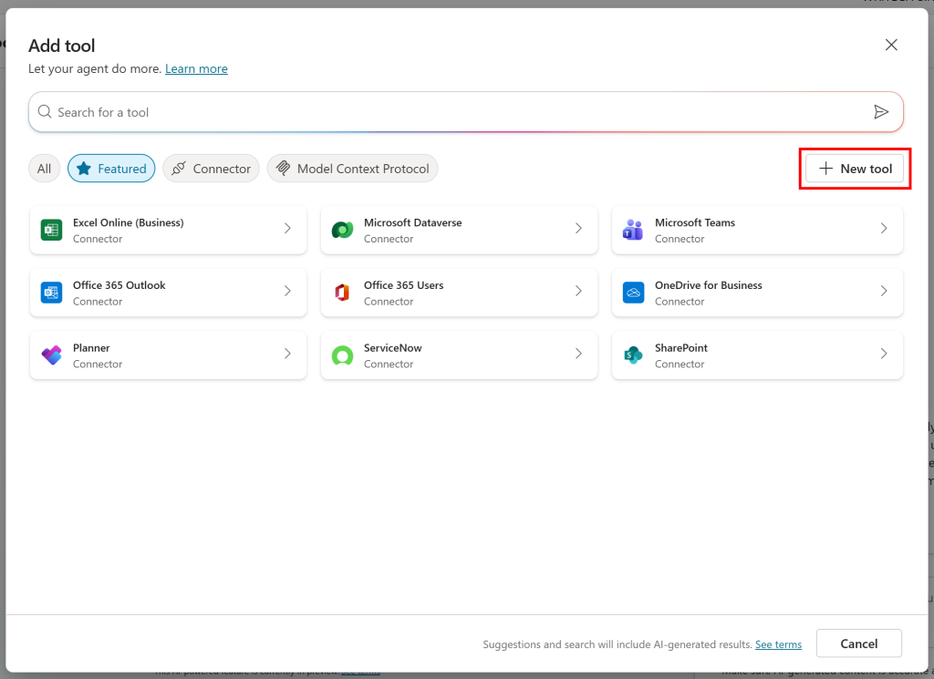 点击弹窗右上角的“新建工具”按钮