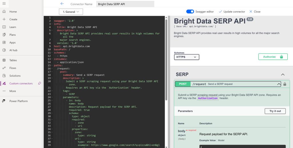 通过 Swagger 规范定义连接器