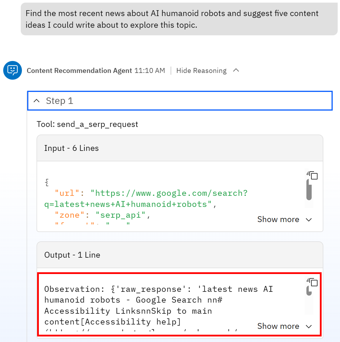 注意返回的 Markdown SERP