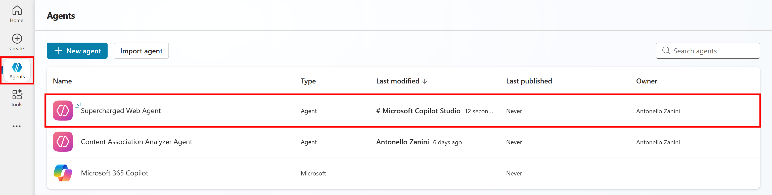 注意我们刚创建的 “Supercharged Web Agent”