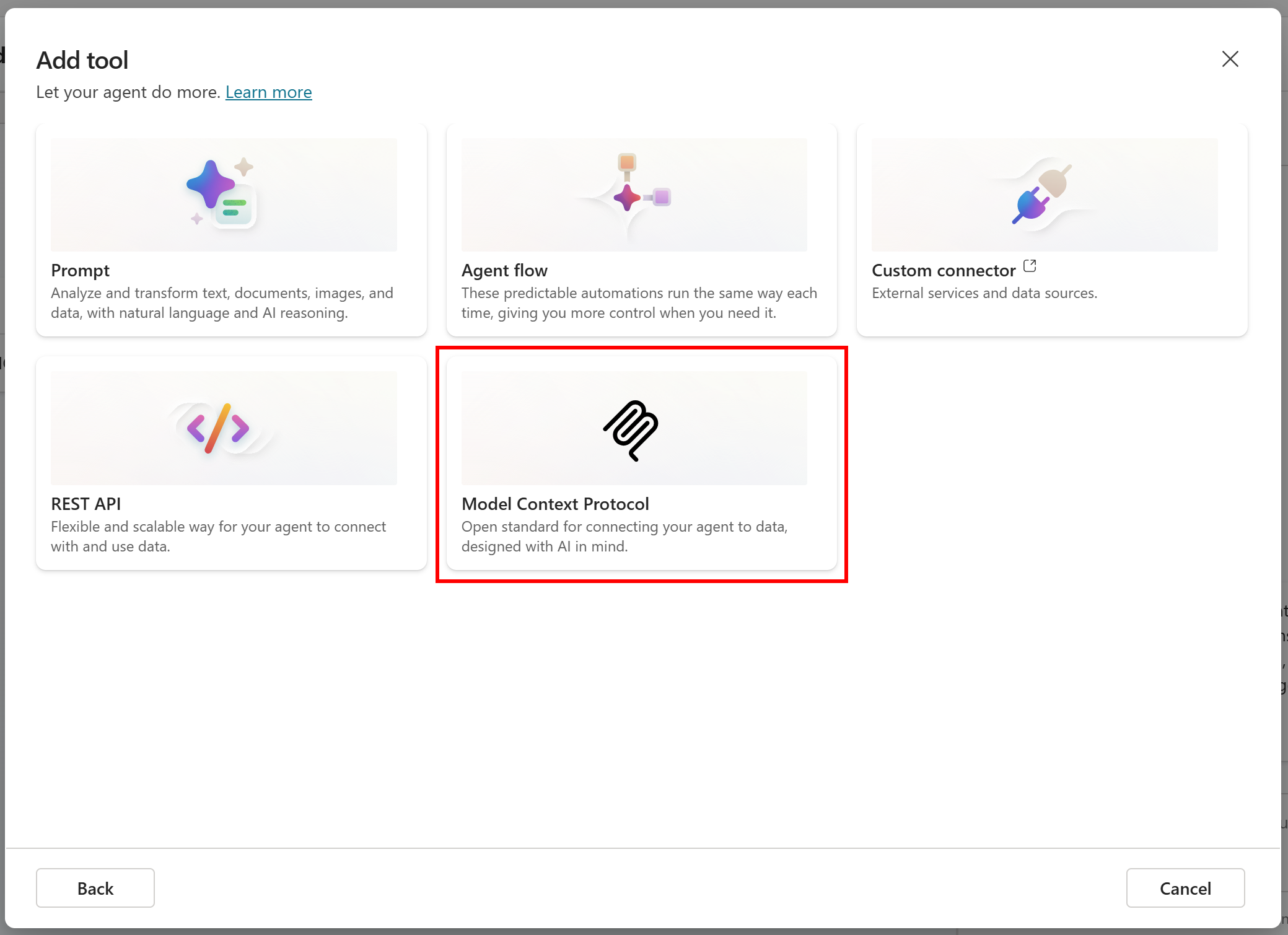 选择 “Model Context Protocol” 卡片