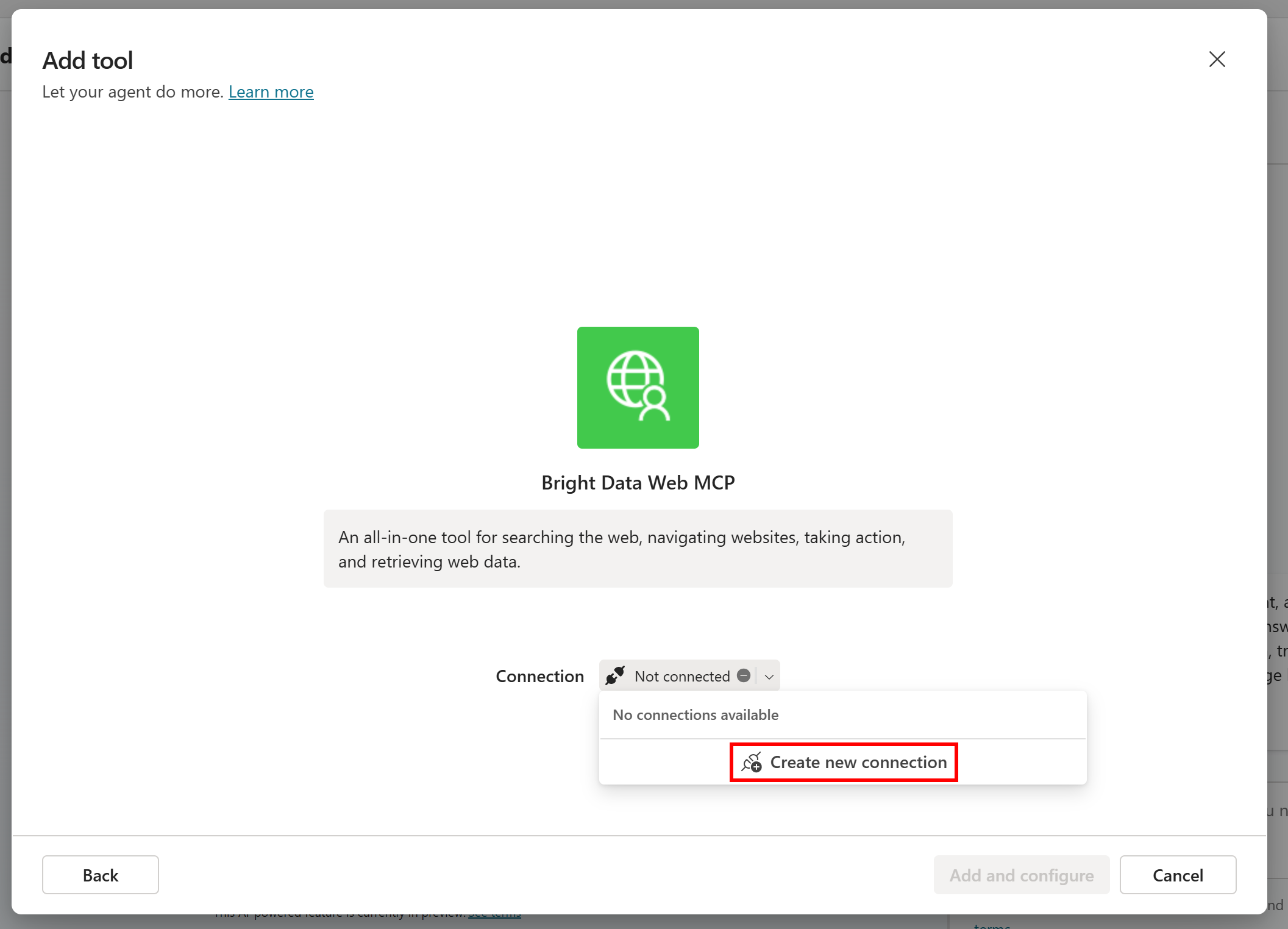 点击 “Create new connection” 链接