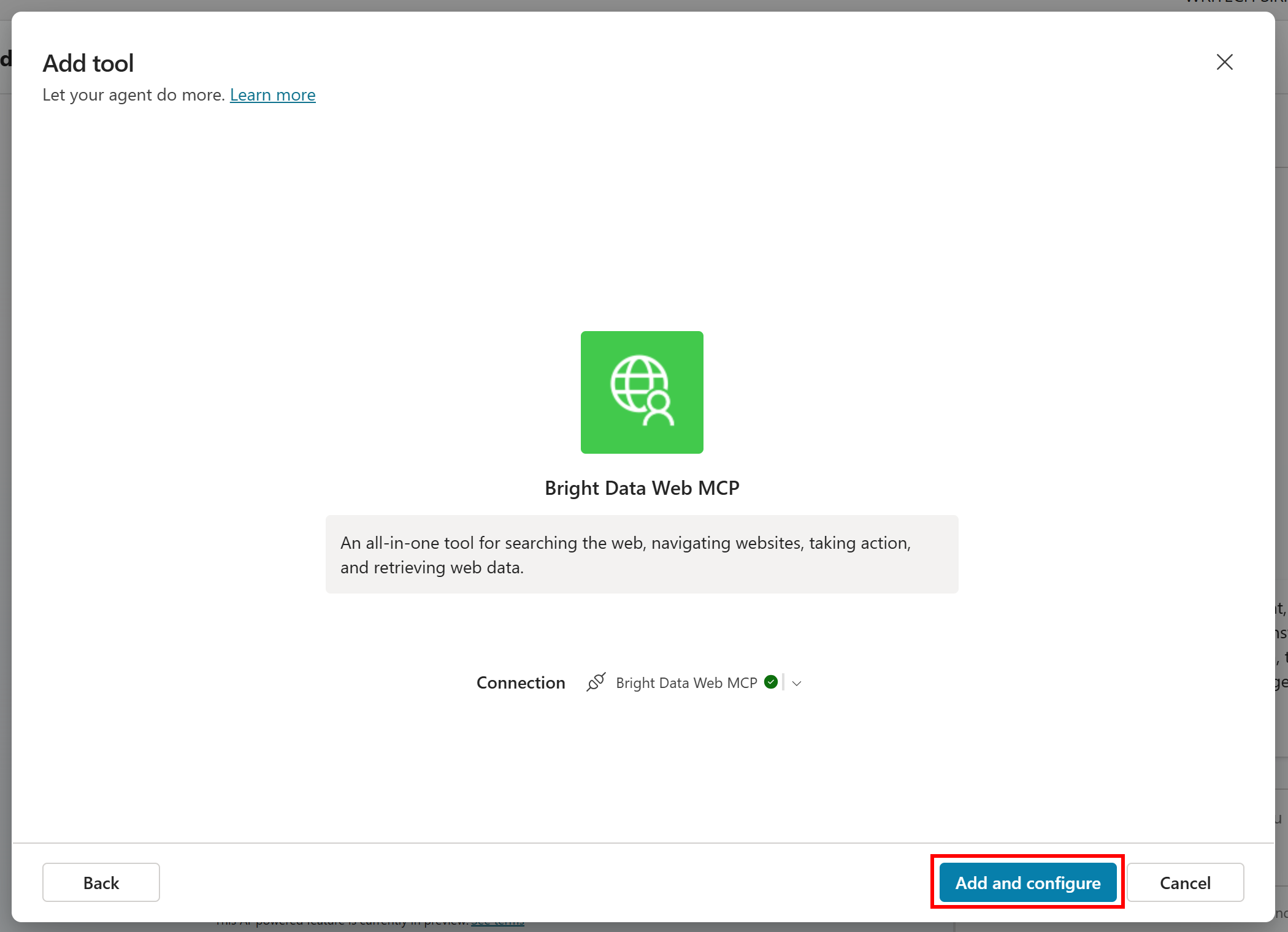 点击 “Add and configure” 按钮
