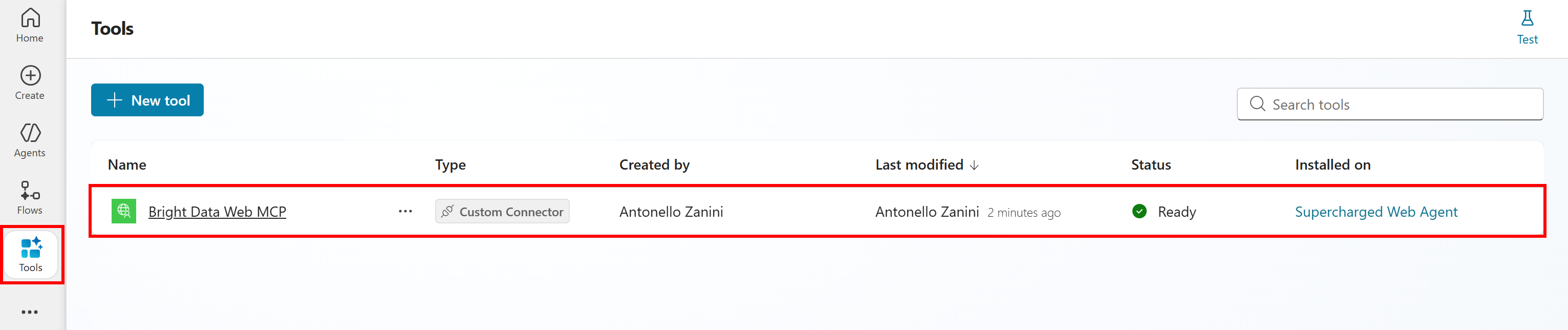 选择 “Bright Data Web MCP” 工具条目