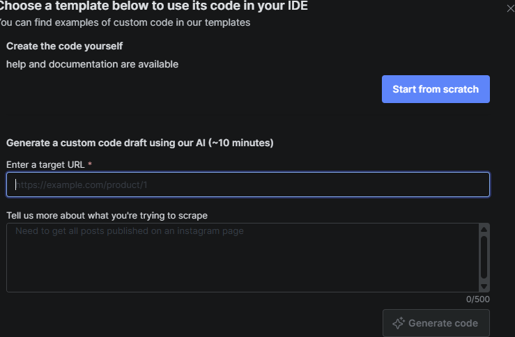 输入目标 URL 界面