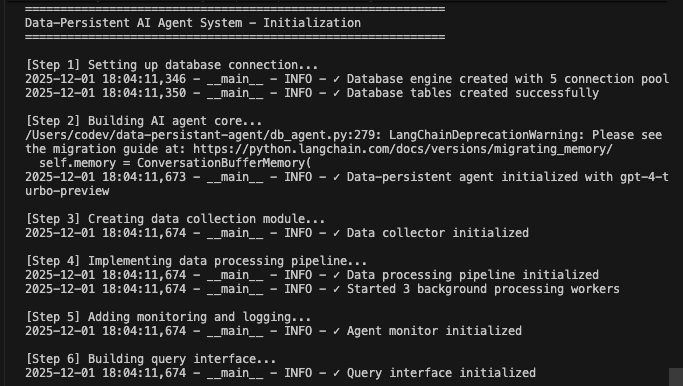 Data persistent AI agent output