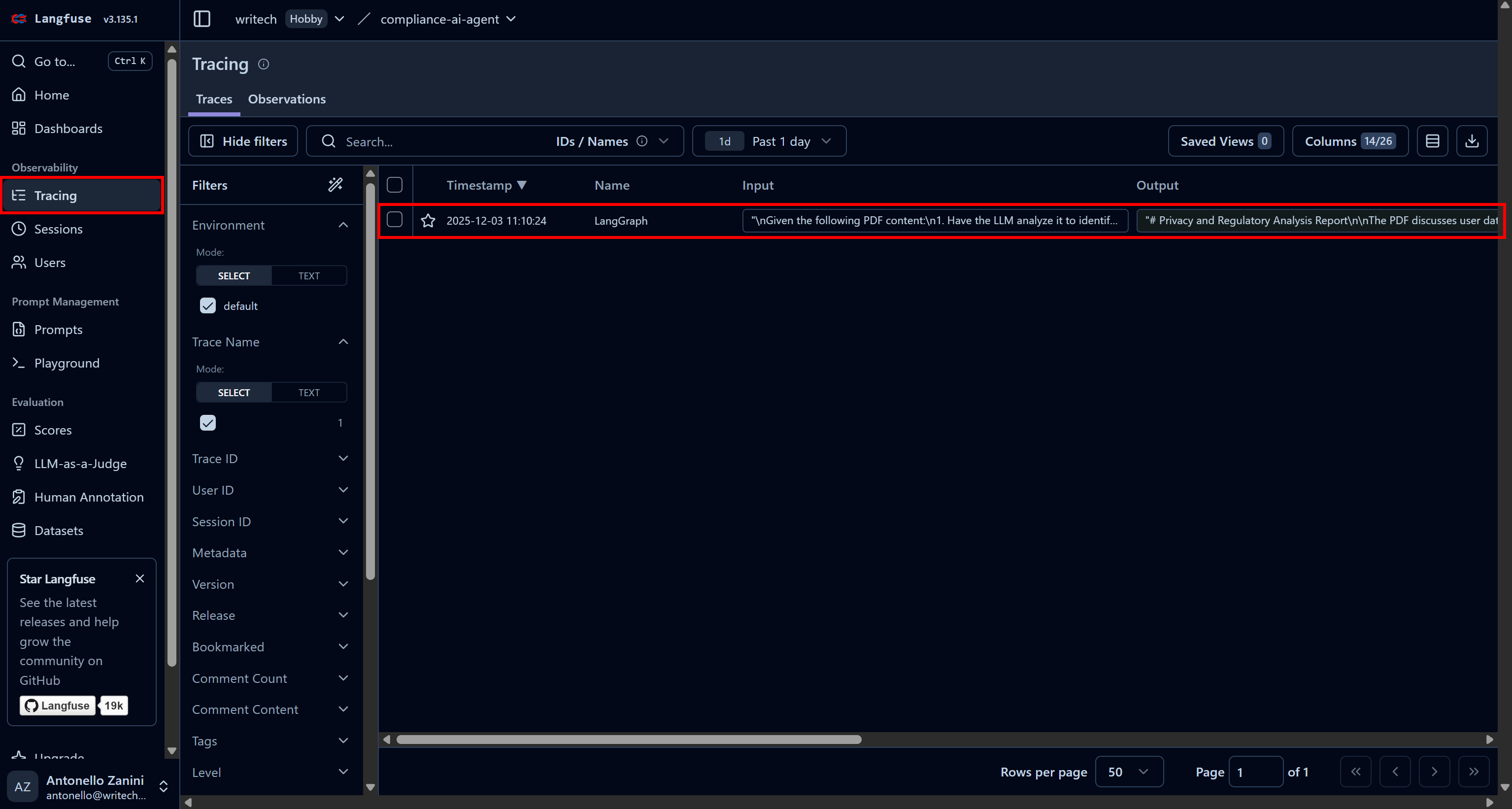 Accessing your agent's run traces