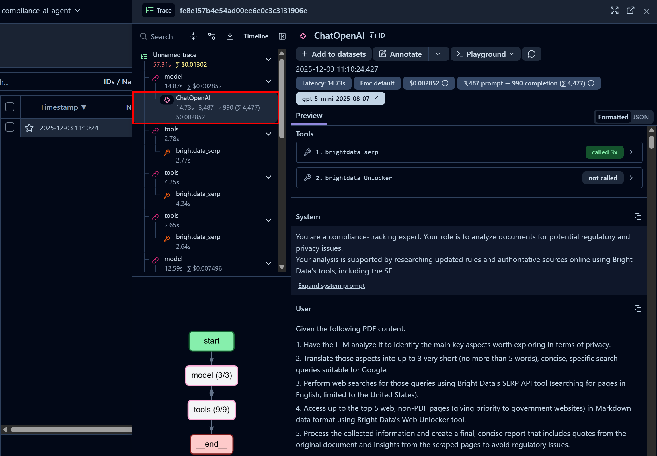 Inspecting the “ChatOpenAI” node