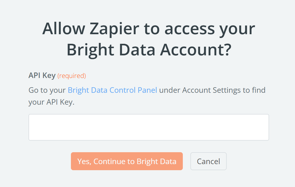 将 Bright Data 账号连接到 Zapier Agents