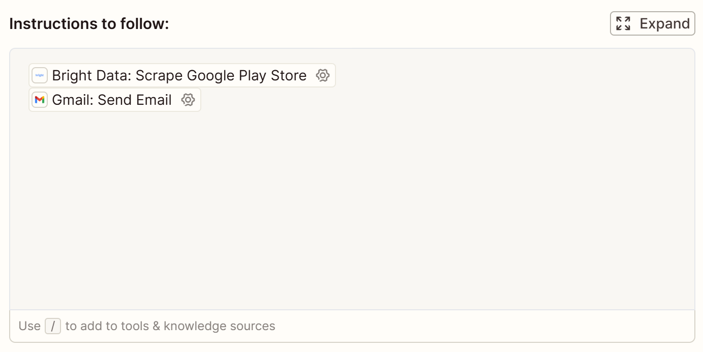 在“Instructions to follow”部分可以看到两个工具