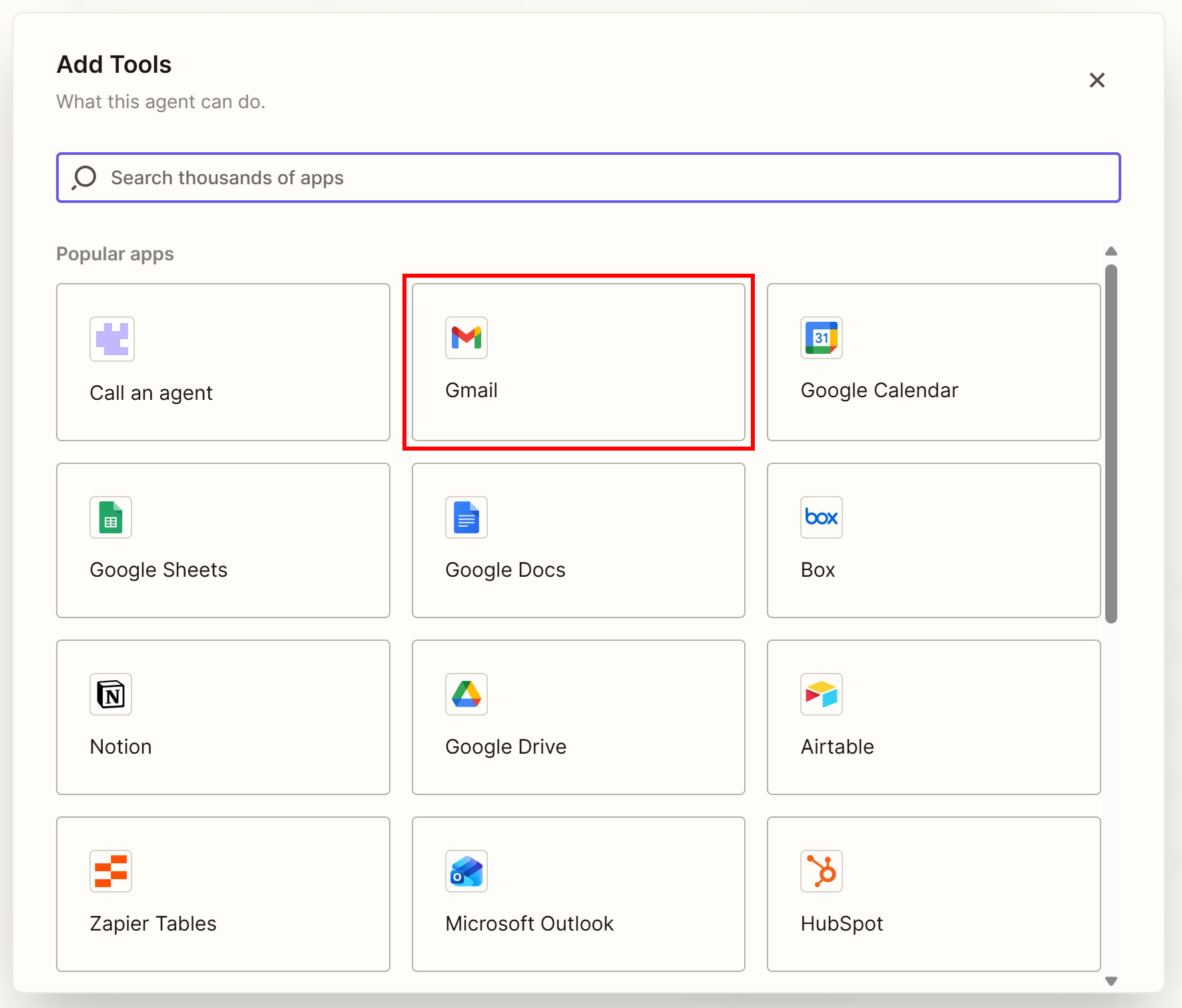 选择“Gmail”工具