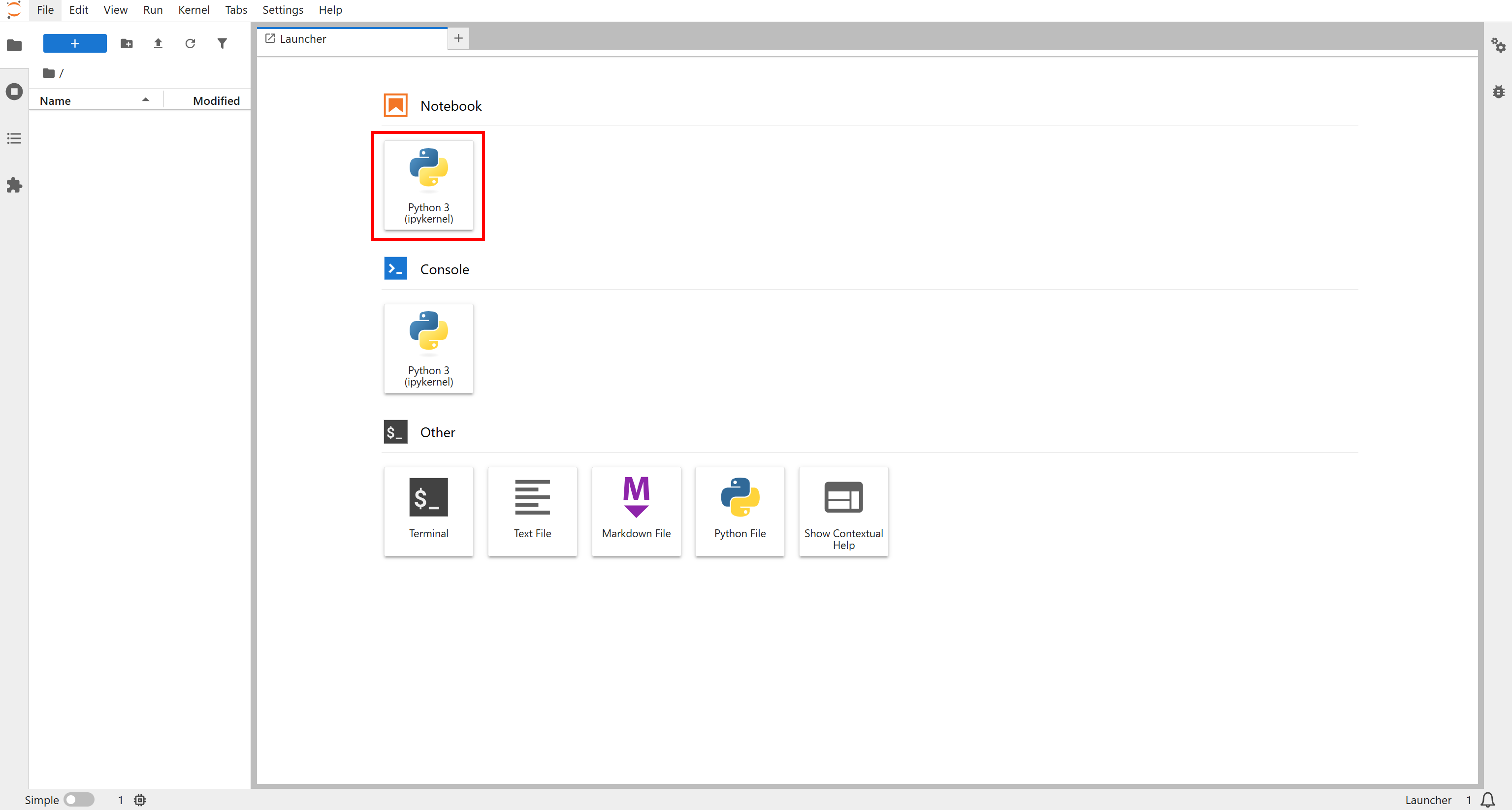 点击“Python 3 (ipykernel)” 按钮