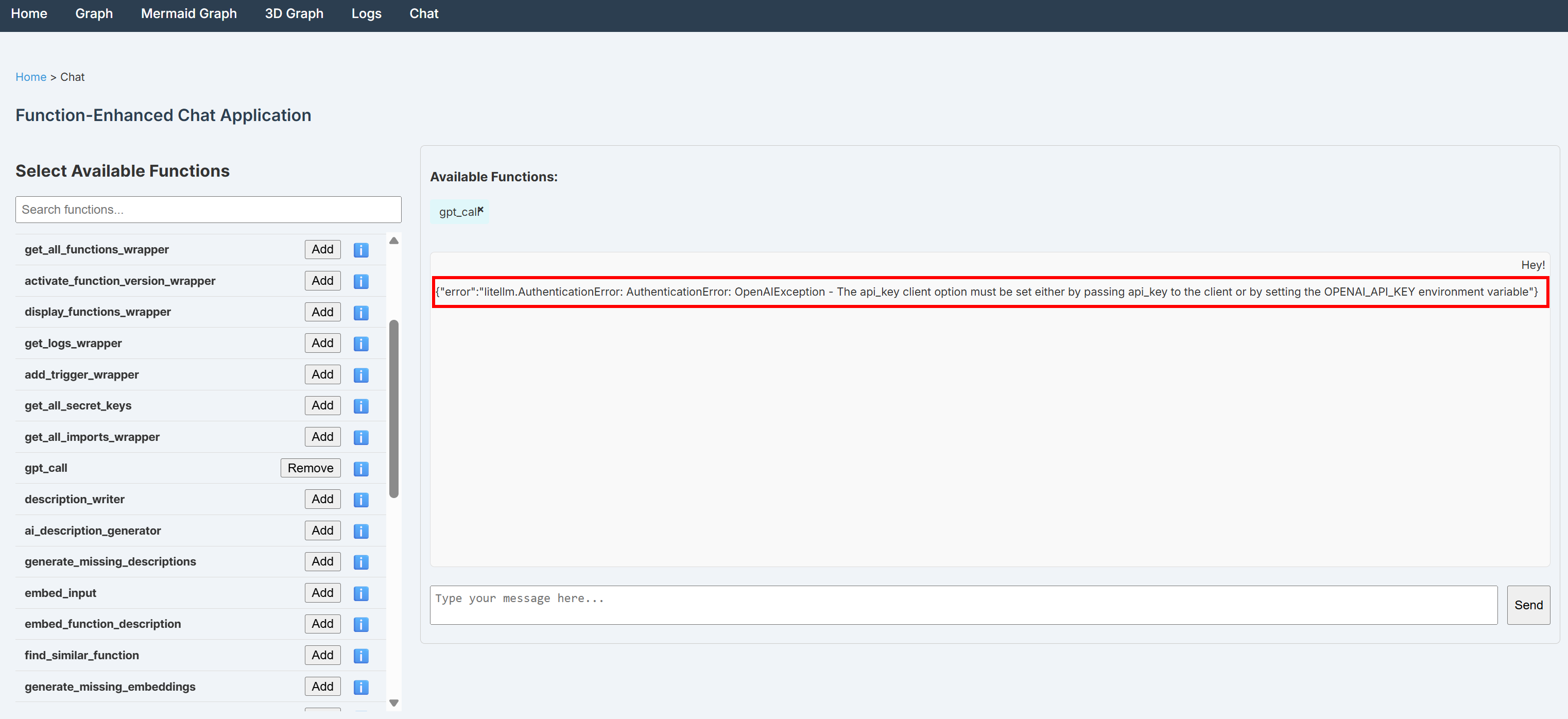注意 BabyAGI Chat 界面中的错误