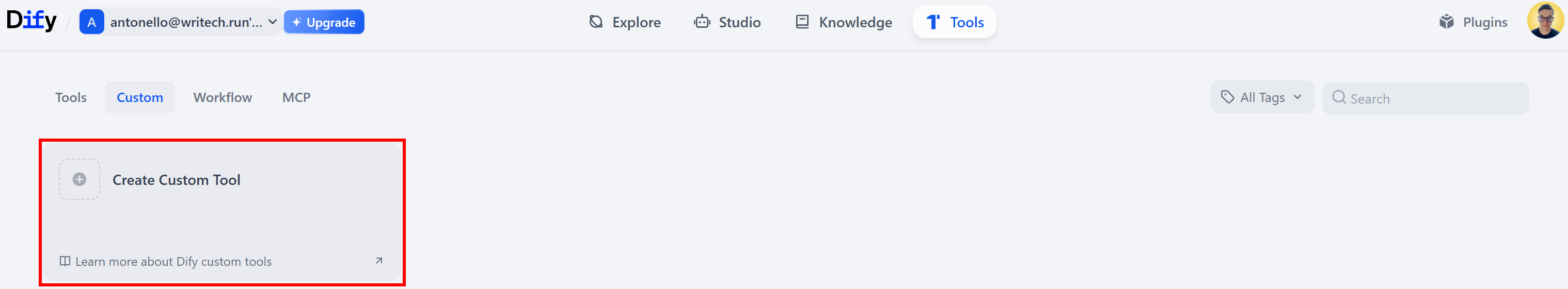 点击 “Create Custom Tool” 按钮