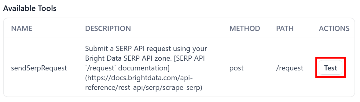 点击 “Test” 按钮