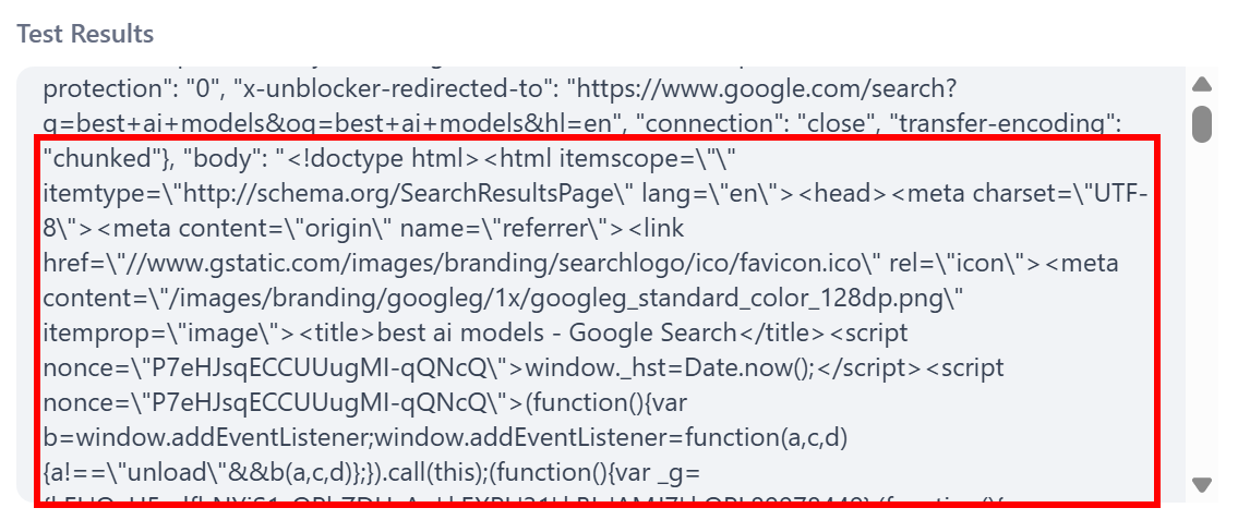 注意 “body” 字段中包含的 HTML