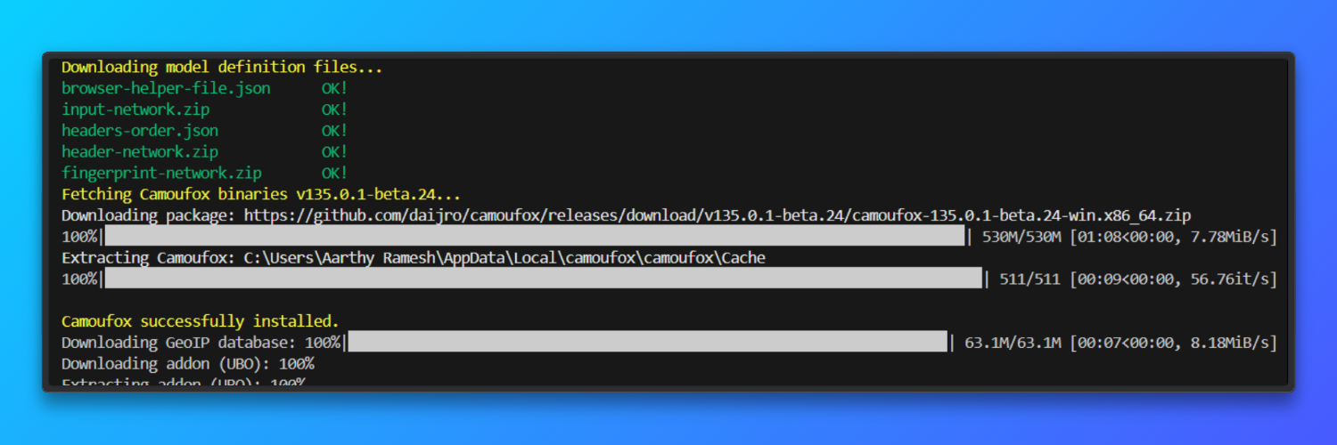 下载 Camoufox 浏览器