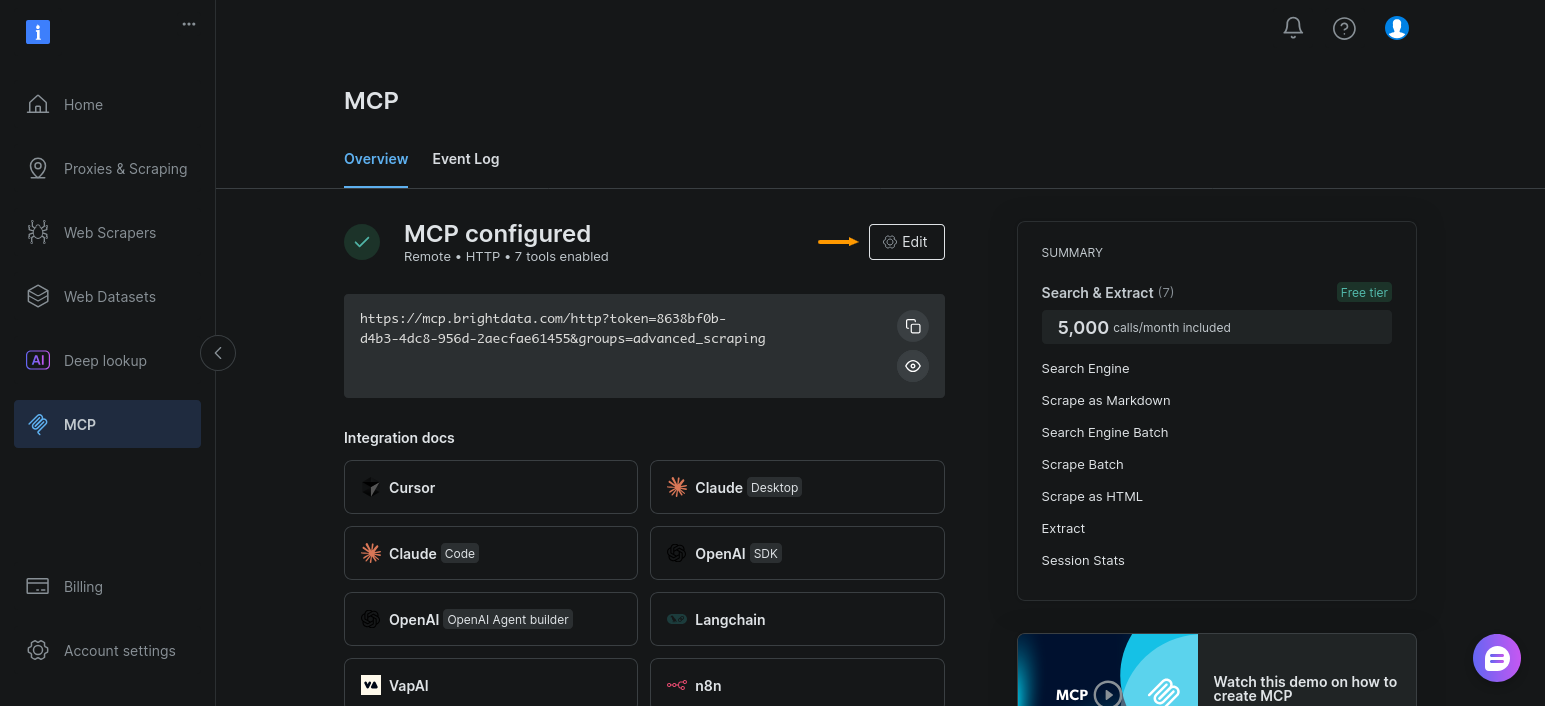 Bright Data MCP 设置