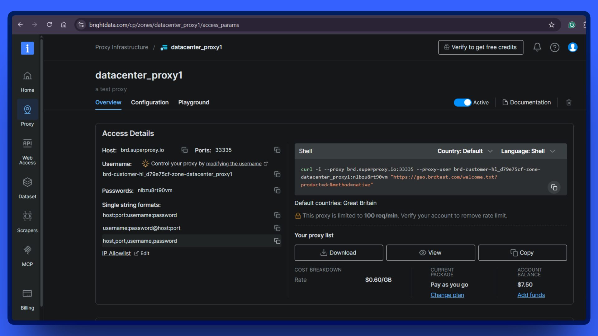 Bright Data 代理页面