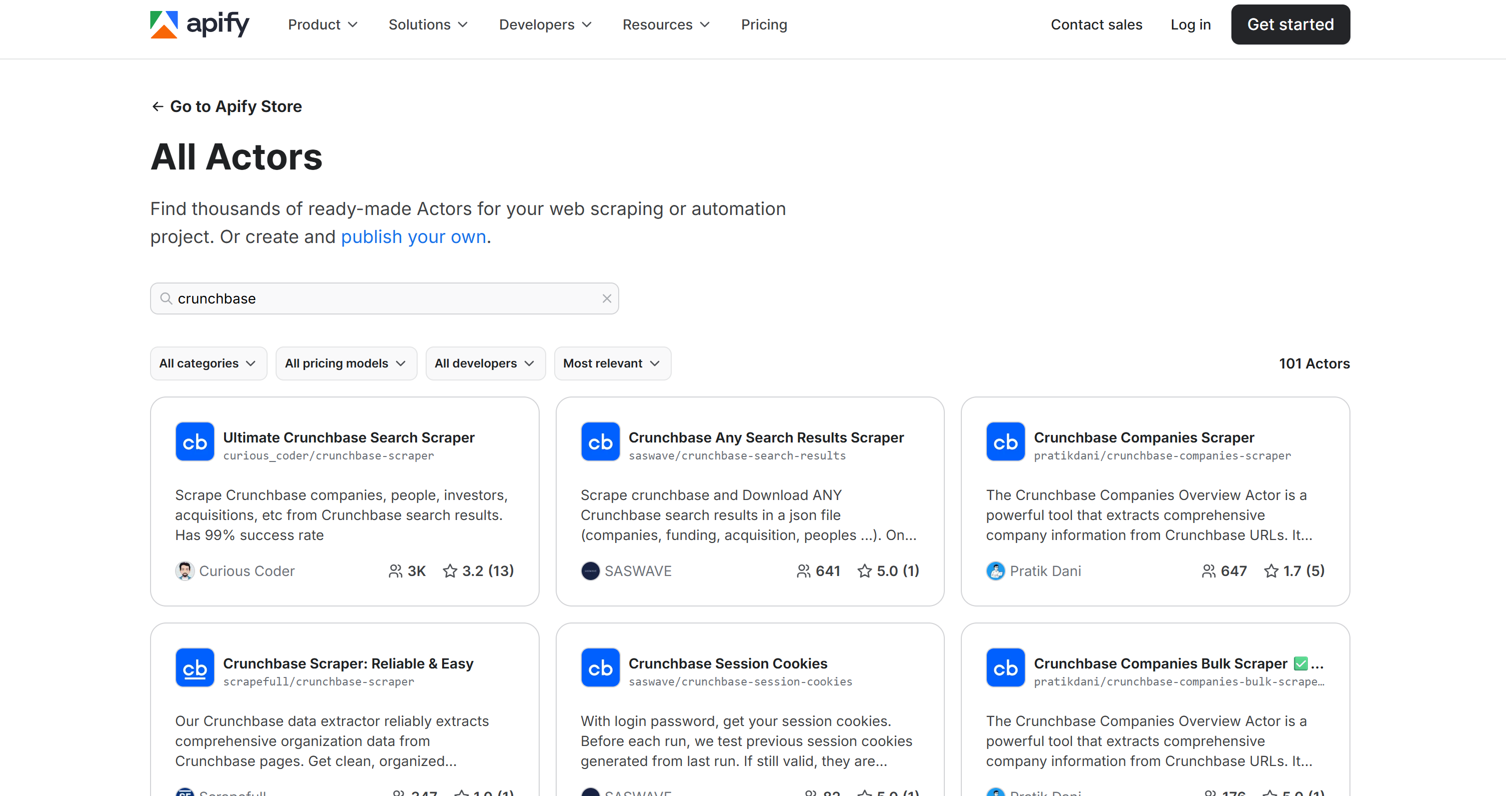 Apify 的 Crunchbase Actors