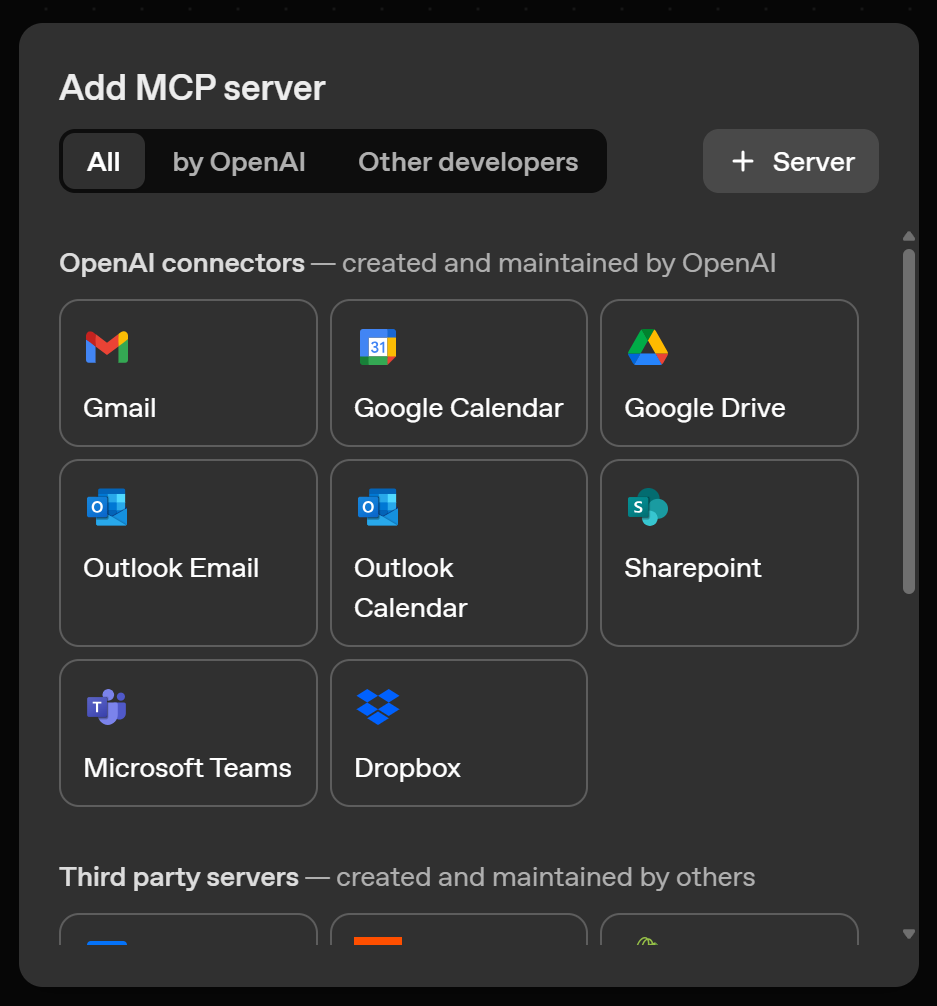 “Add MCP Server” 弹窗