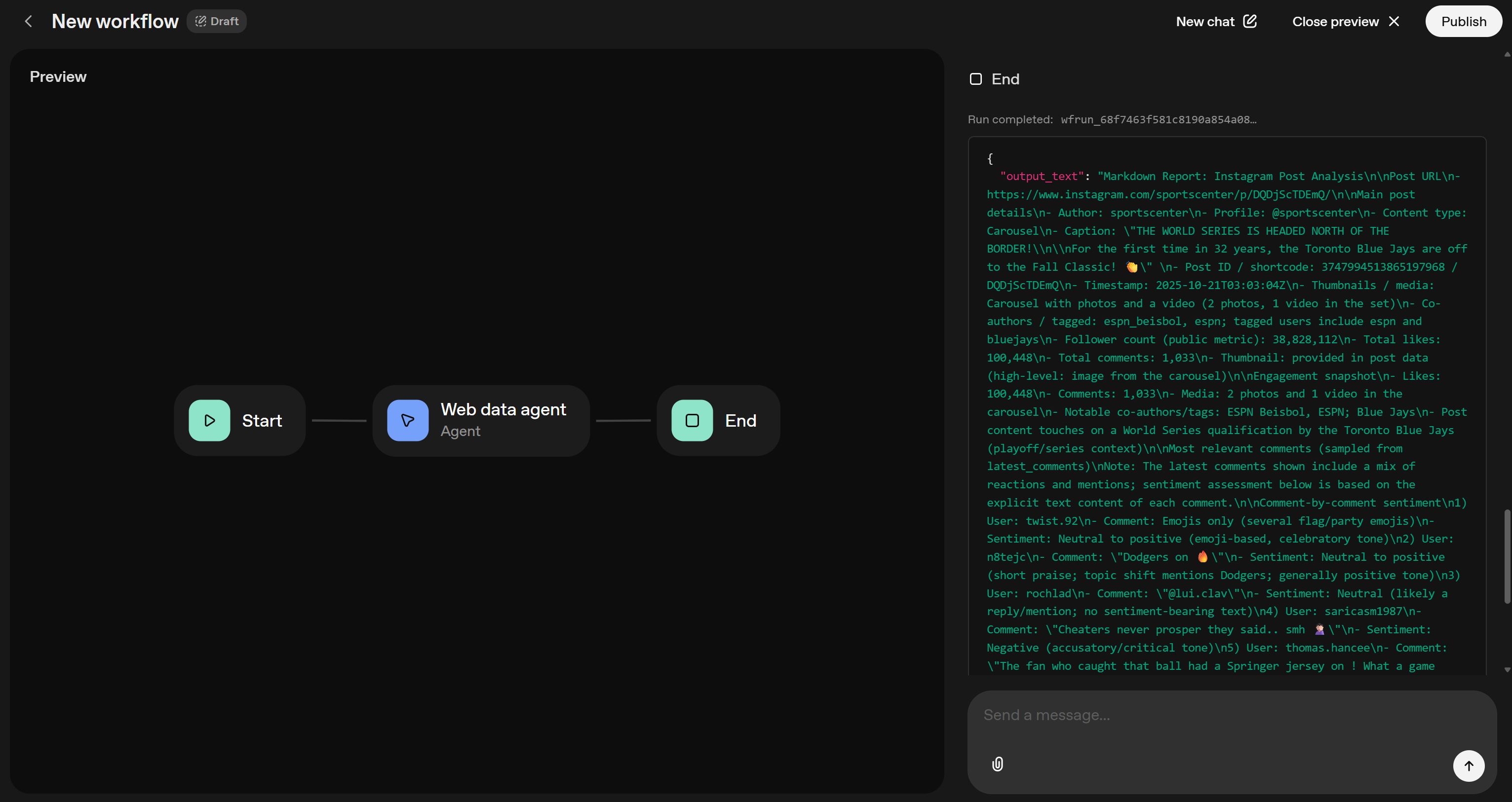 AI 工作流生成的文本输出