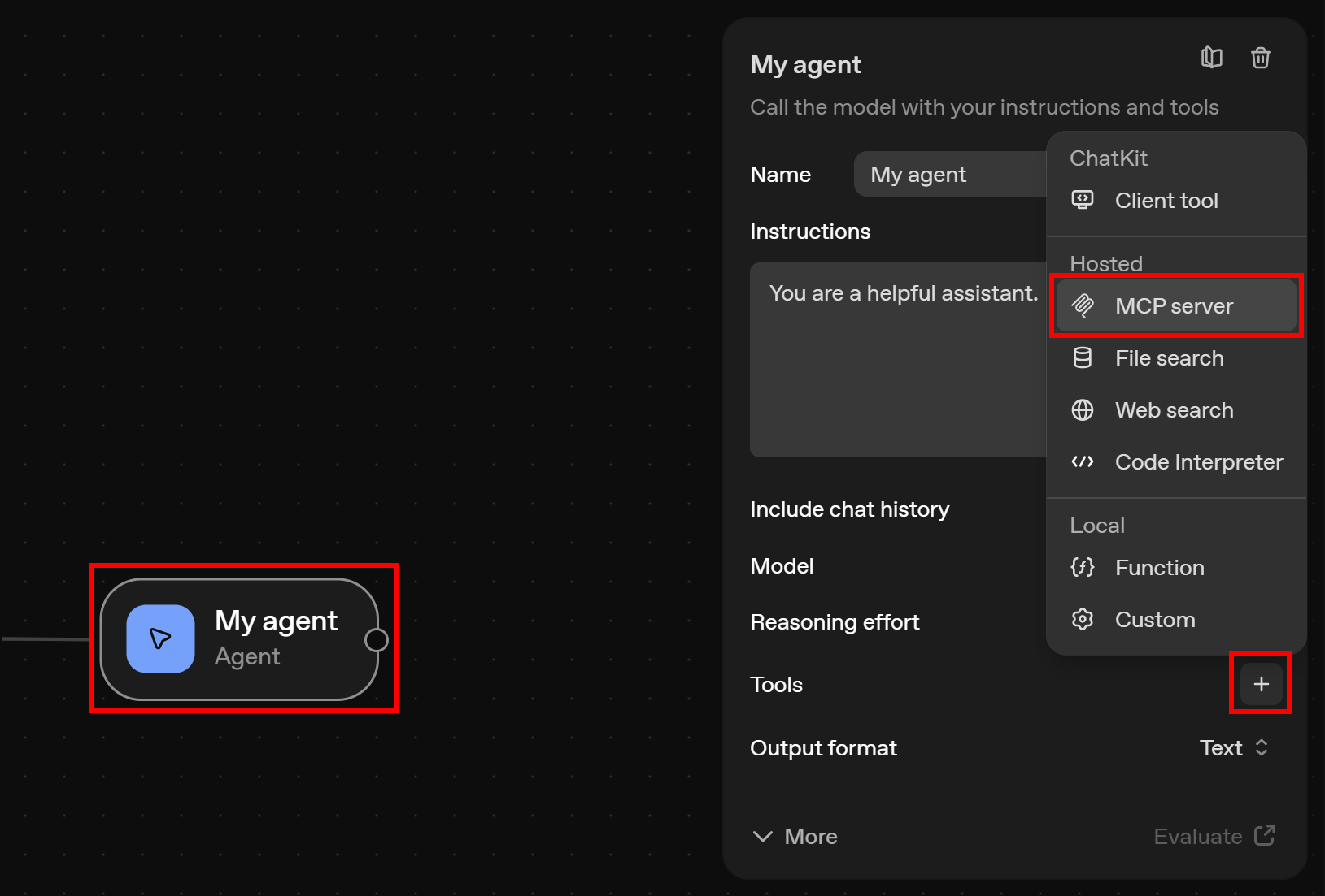 选择 “MCP server” 选项