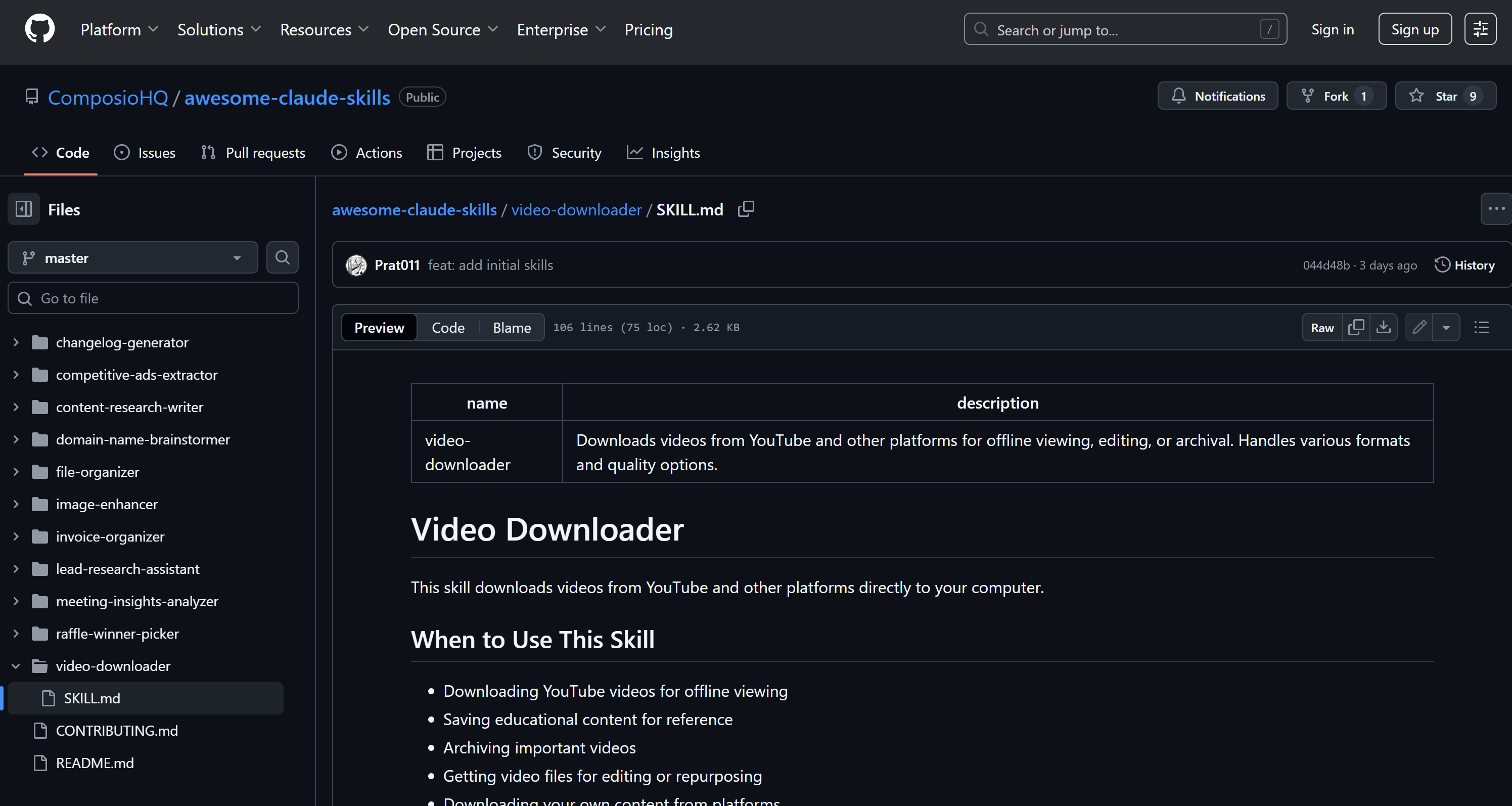 “Video Downloader” Claude Skill