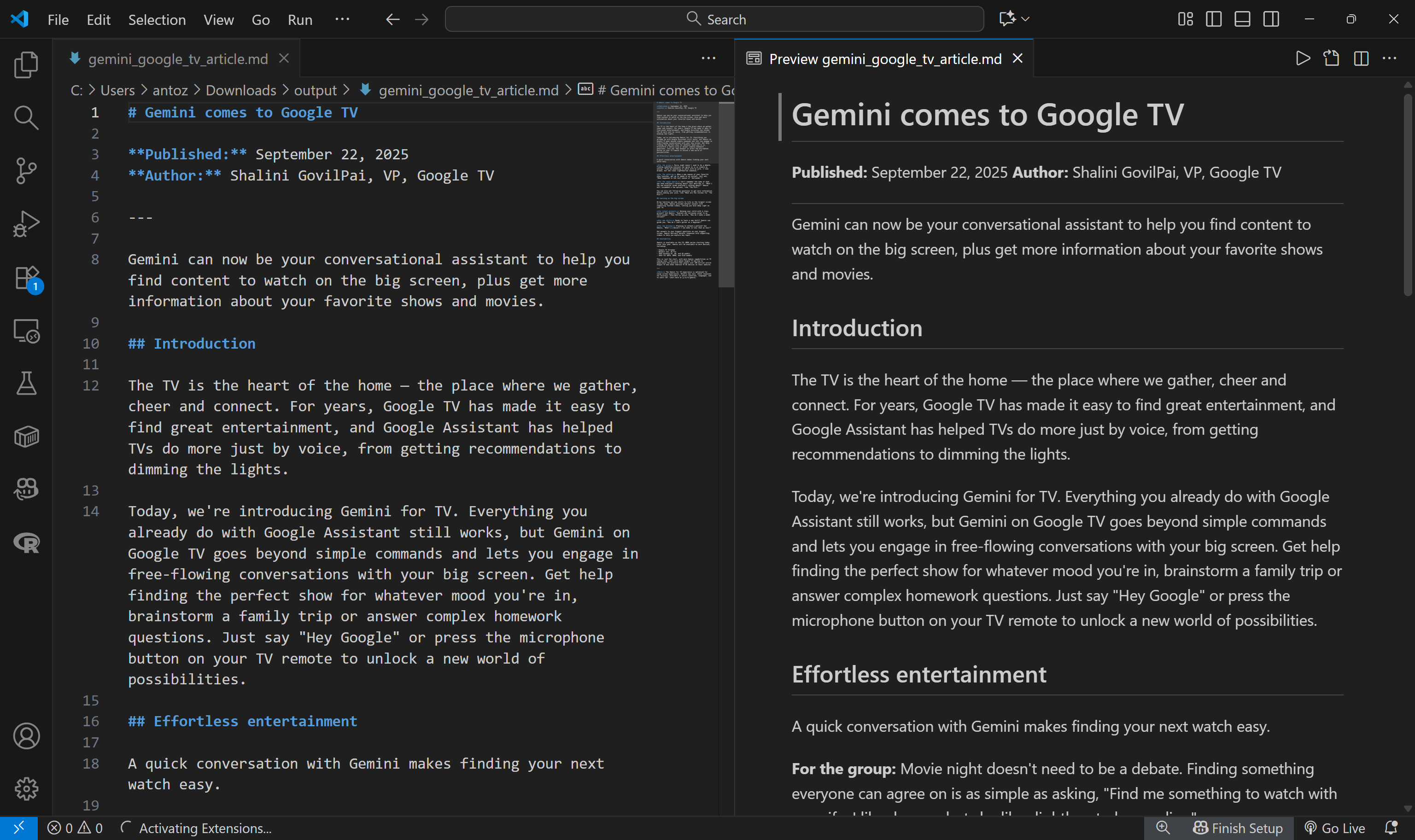 在 Visual Studio Code 中查看 gemini_google_tv_article.md