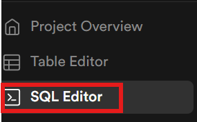 侧边栏中的 SQL Editor