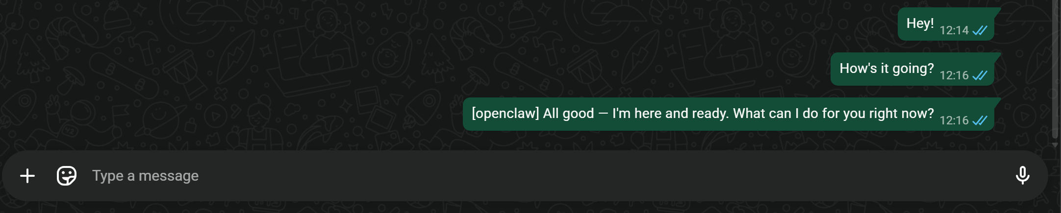 注意由 OpenClaw 发送的 WhatsApp 消息