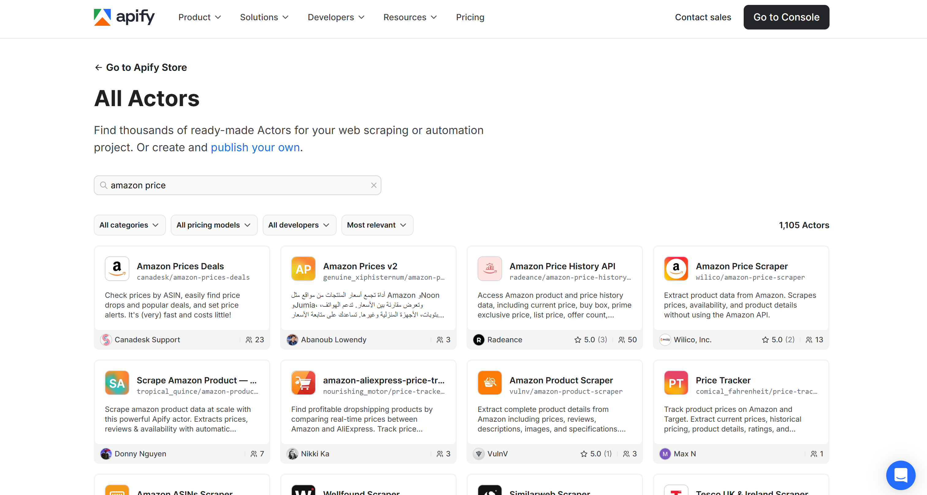Apify 的 Amazon 价格追踪 Actors