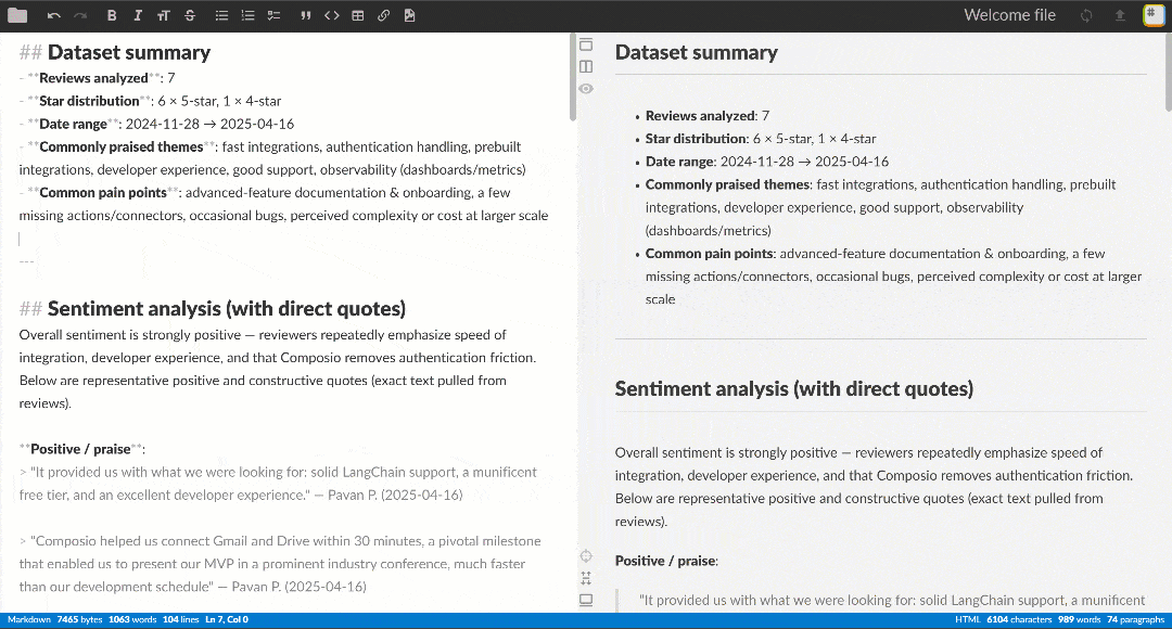查看 Markdown 报告