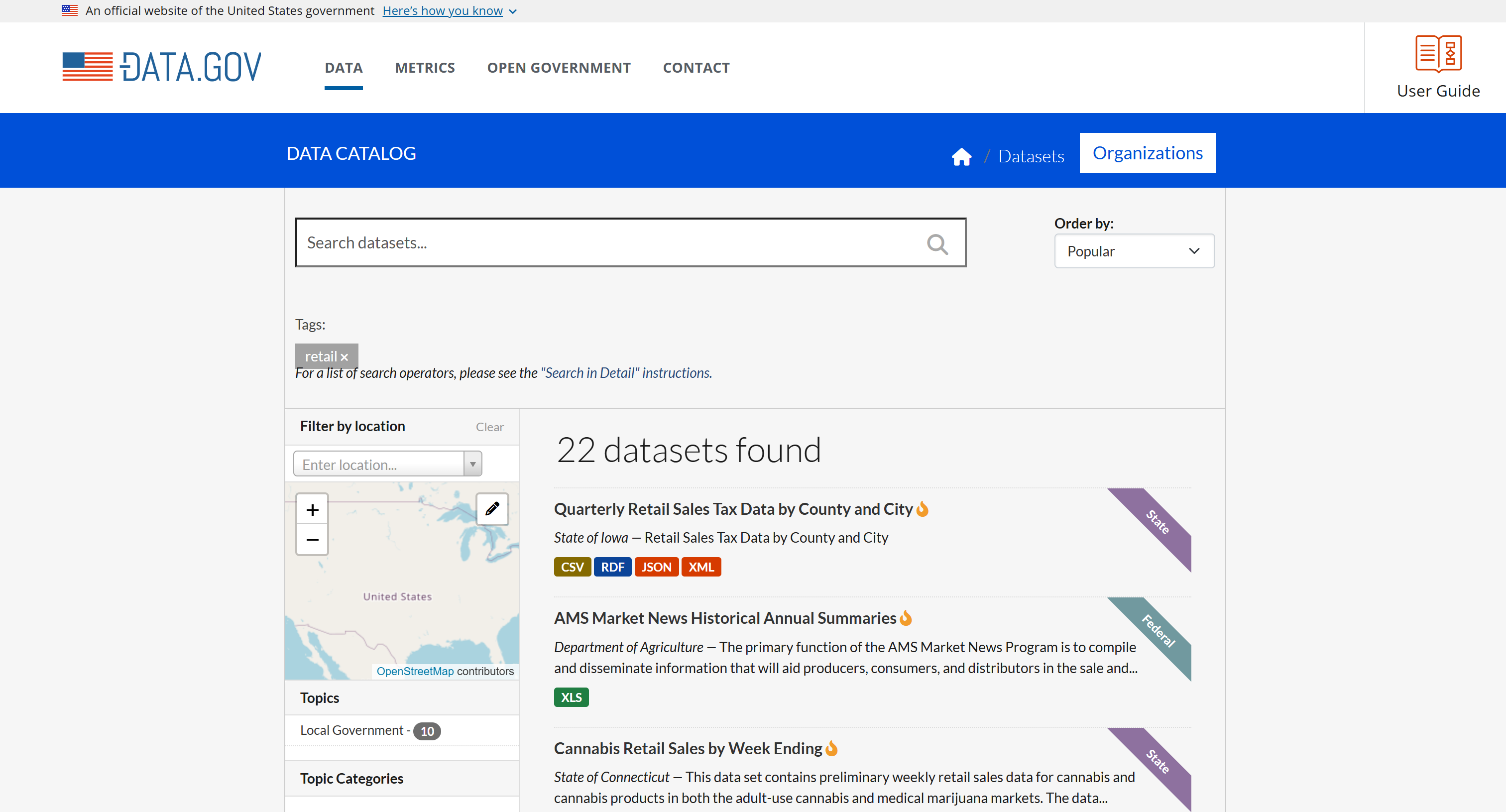 Data.gov 的零售数据集