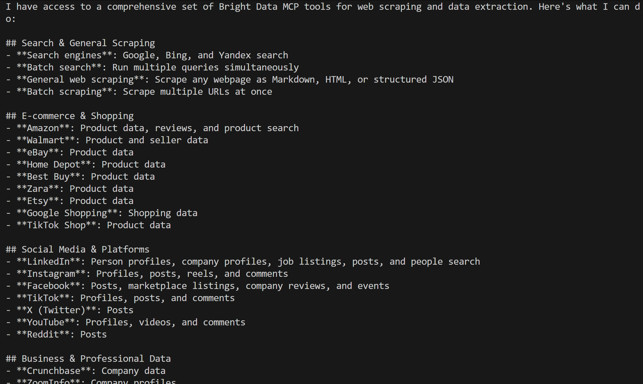 AI 智能体列出的 Web MCP 工具