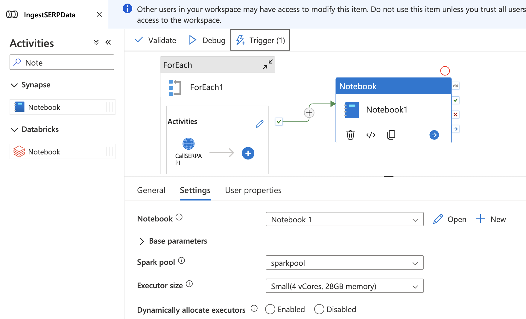 将笔记本添加到管道中