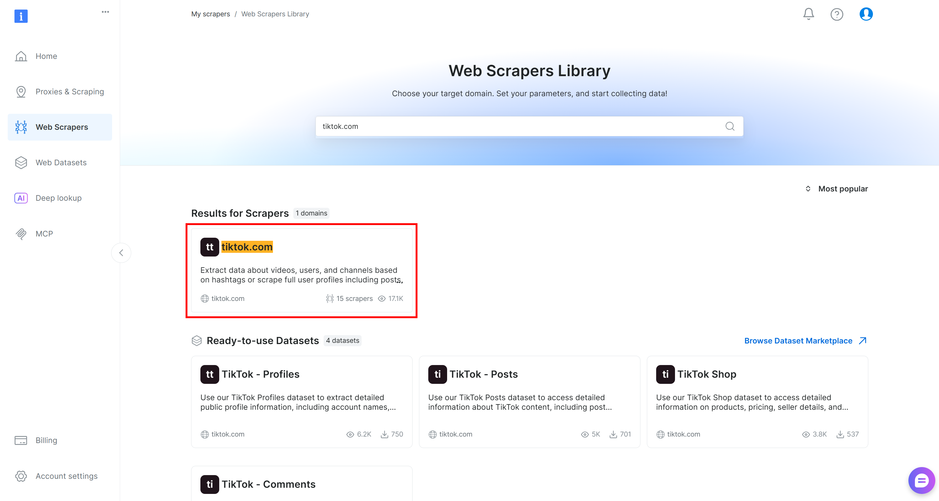 搜索“tiktok.com”采集器